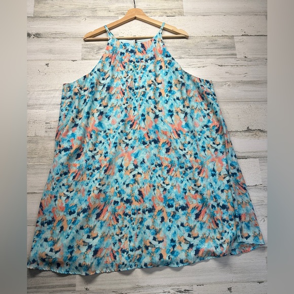 Decree Watercolor High Neck Sundress Dress Juniors Size 2X /fits Womens 1x/2x - Picture 2 of 10